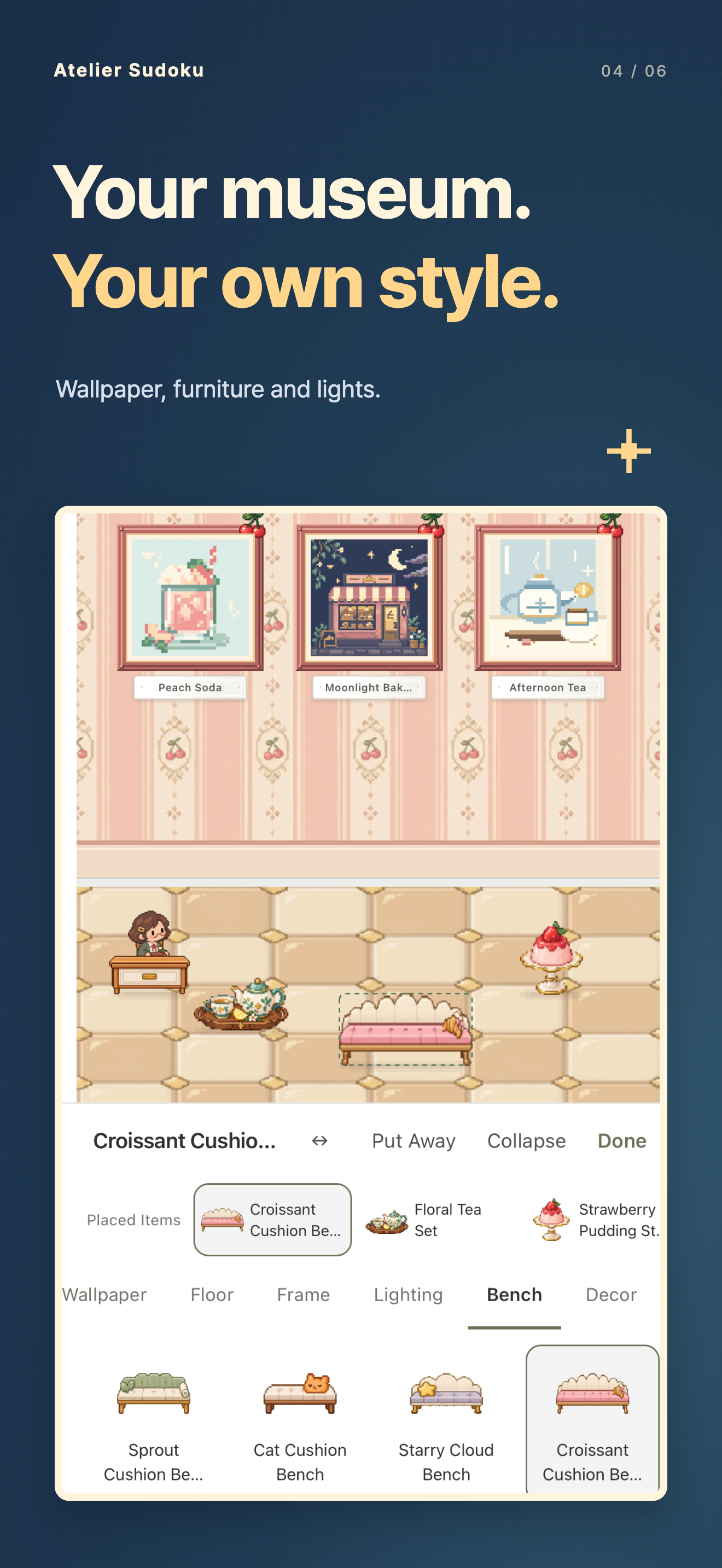Arrange artwork and furniture in your own museum